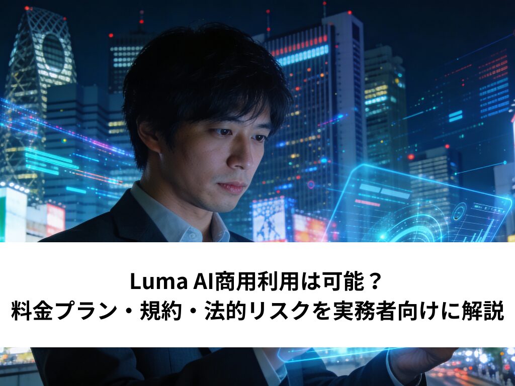 Luma AI商用利用は可能？料金プラン・規約・法的リスクを実務者向けに解説